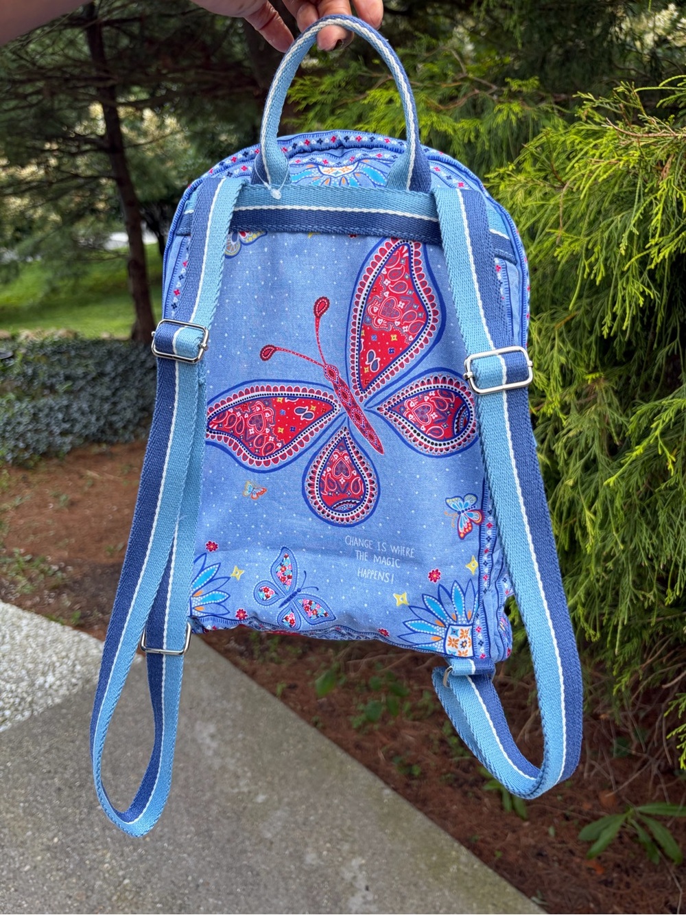 Brighton Love Bandana Paisley Butterfly Backpack Blue NWT - Picture 5 of 12